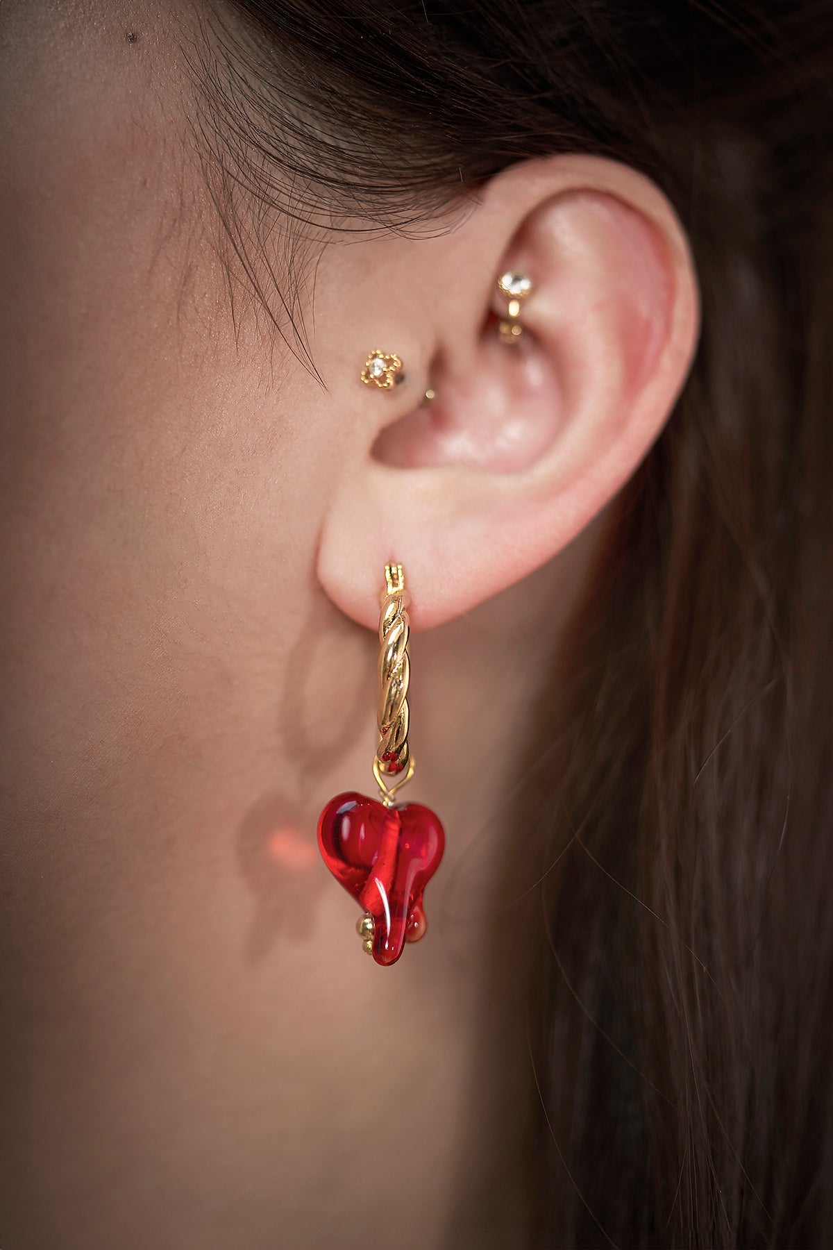 Heart in Melt' Murano Burgu Küpe