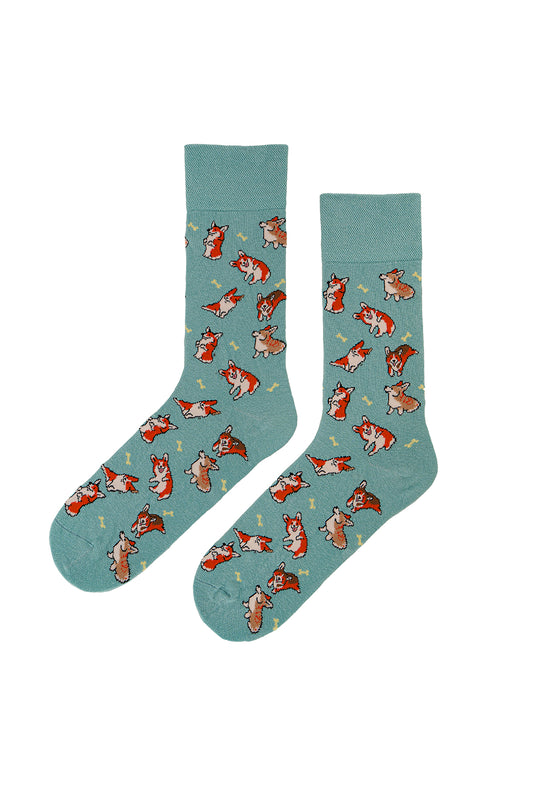 Köpek Kemik Desenli Turkuaz Çorap