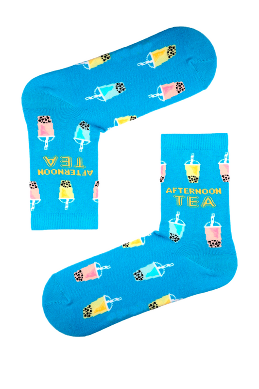 Afternoon Tea Mavi Zemin Desenli Renkli Çorap