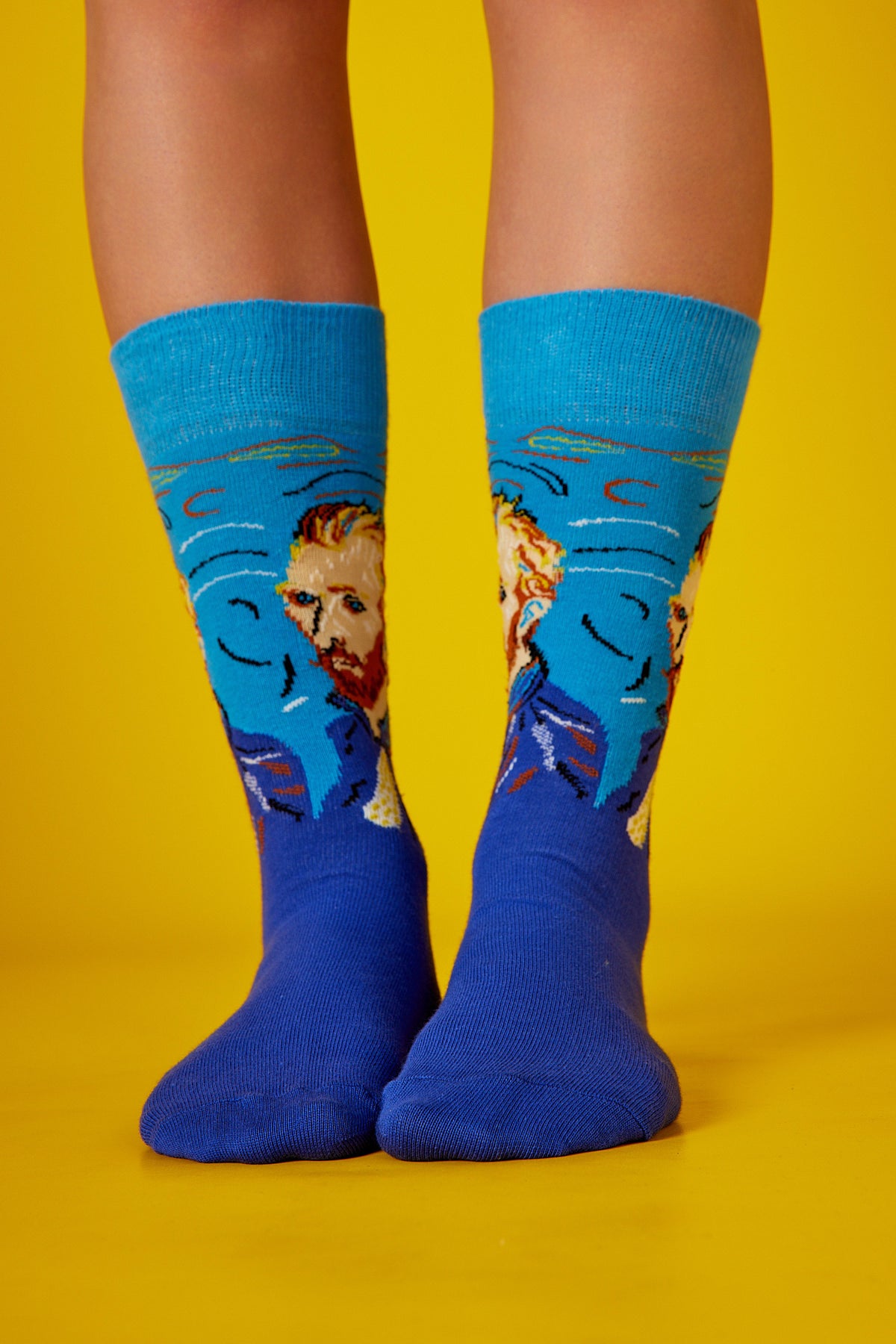 Van Gogh Desenli Mavi Çorap