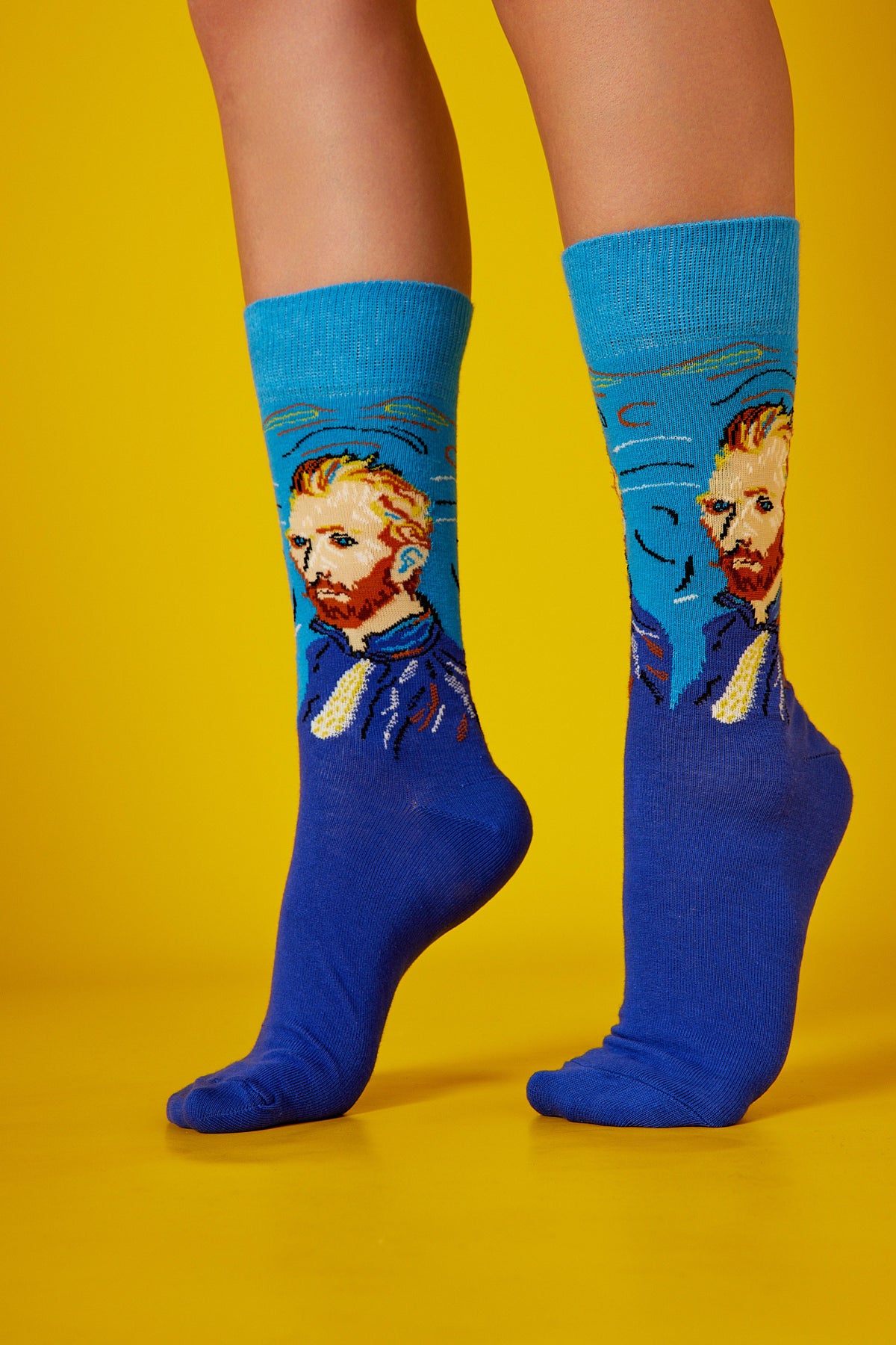 Van Gogh Desenli Mavi Çorap