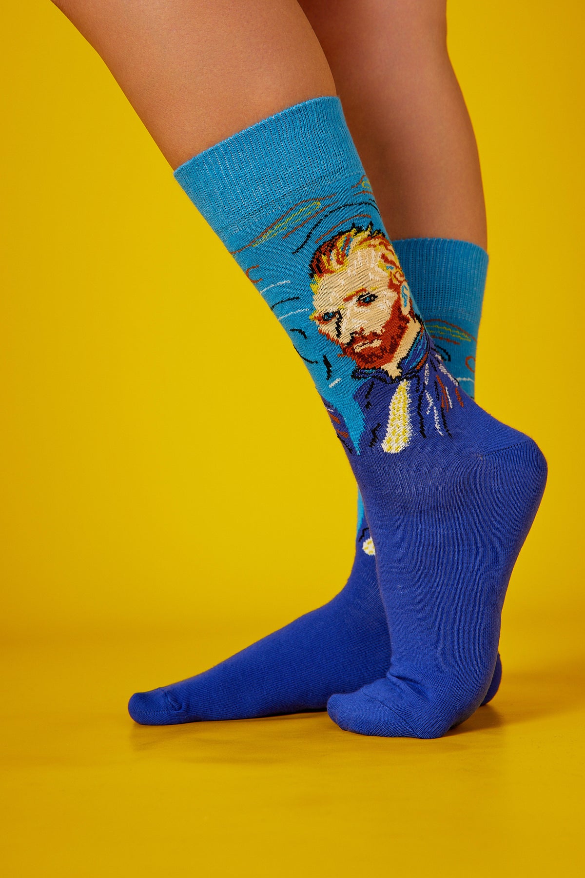Van Gogh Desenli Mavi Çorap