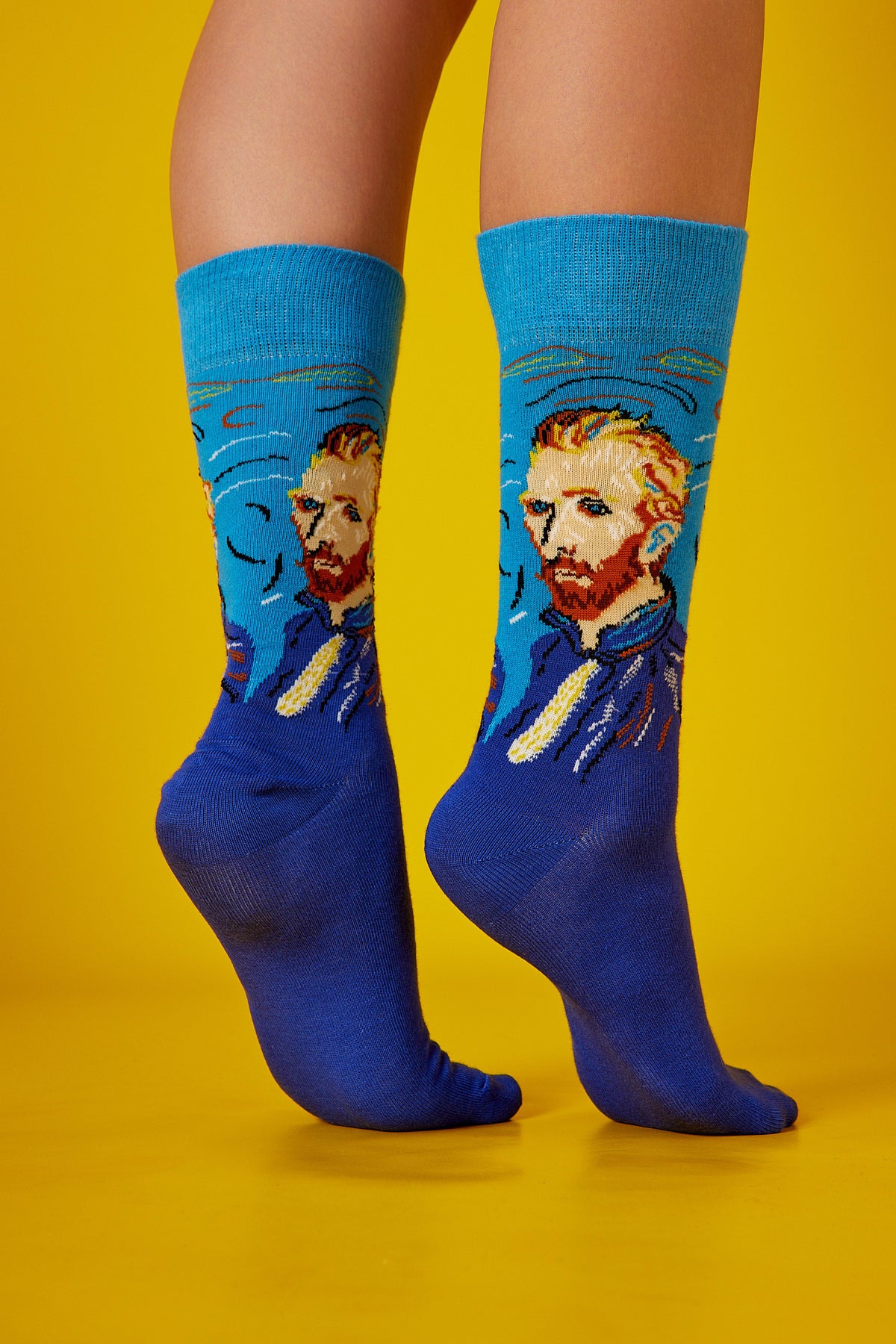 Van Gogh Desenli Mavi Çorap