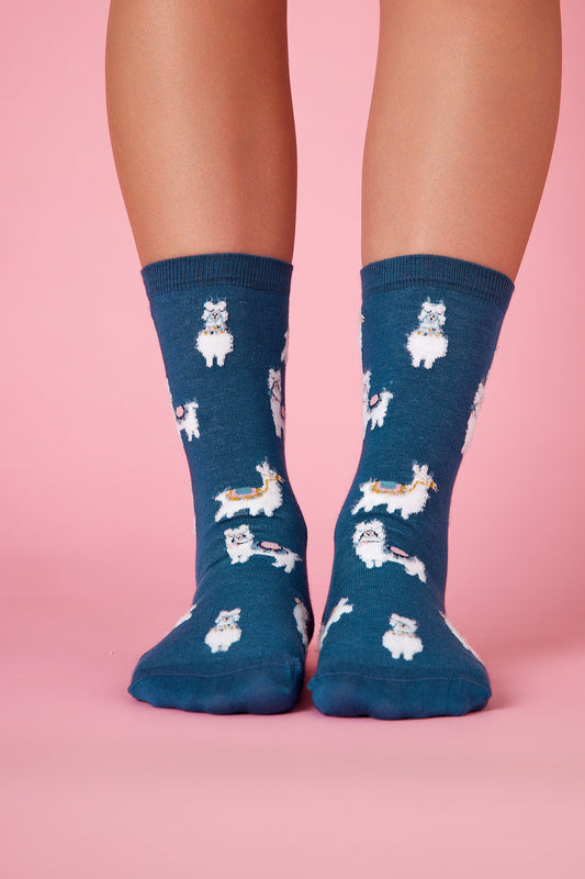 Şans Laması Desenli Renkli Çorap