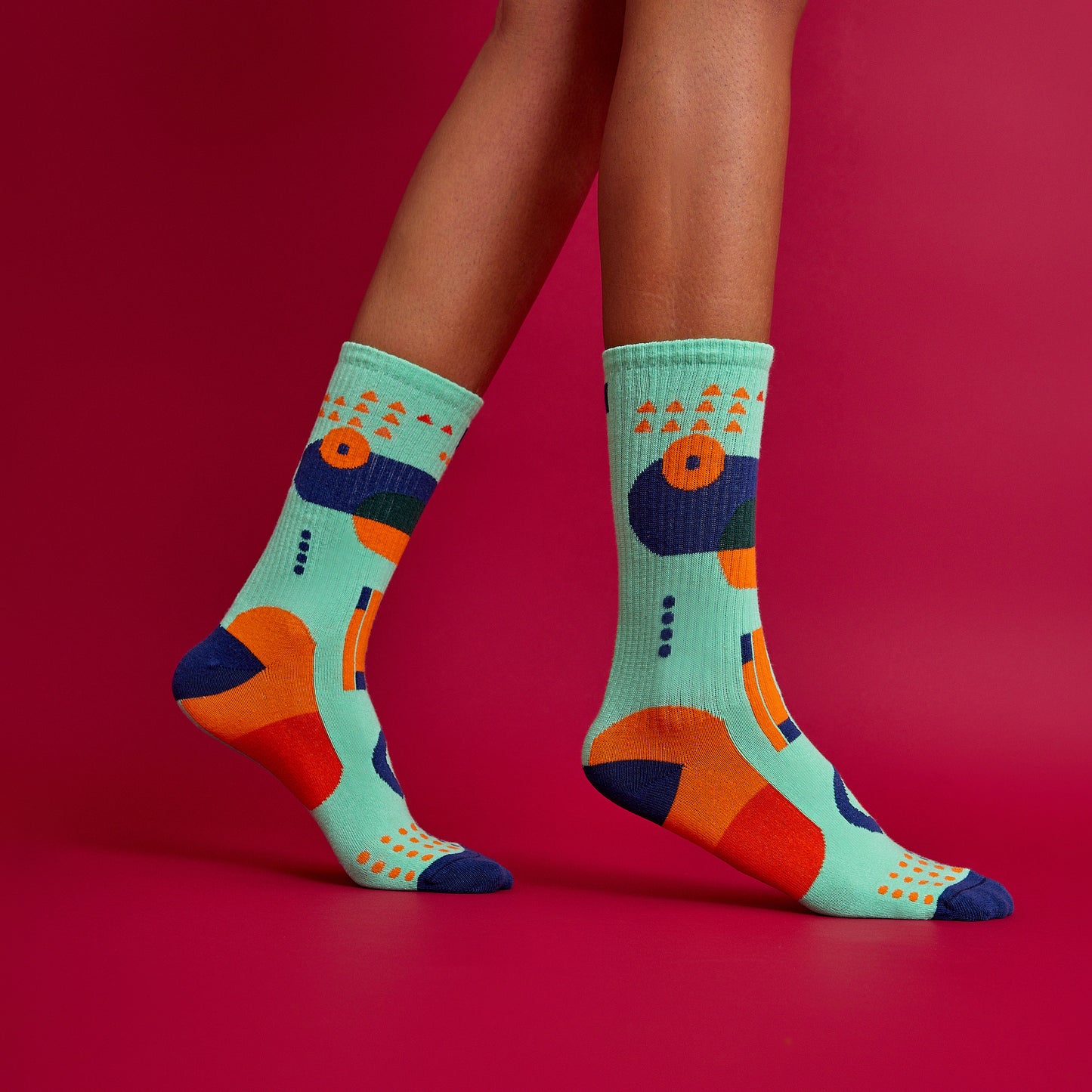 Mint Yeşili Geometrik Çorap