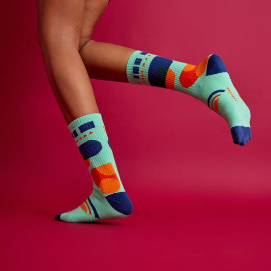 Mint Yeşili Geometrik Çorap