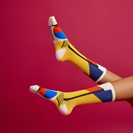 Sarı Geometrik Sanat Çorap