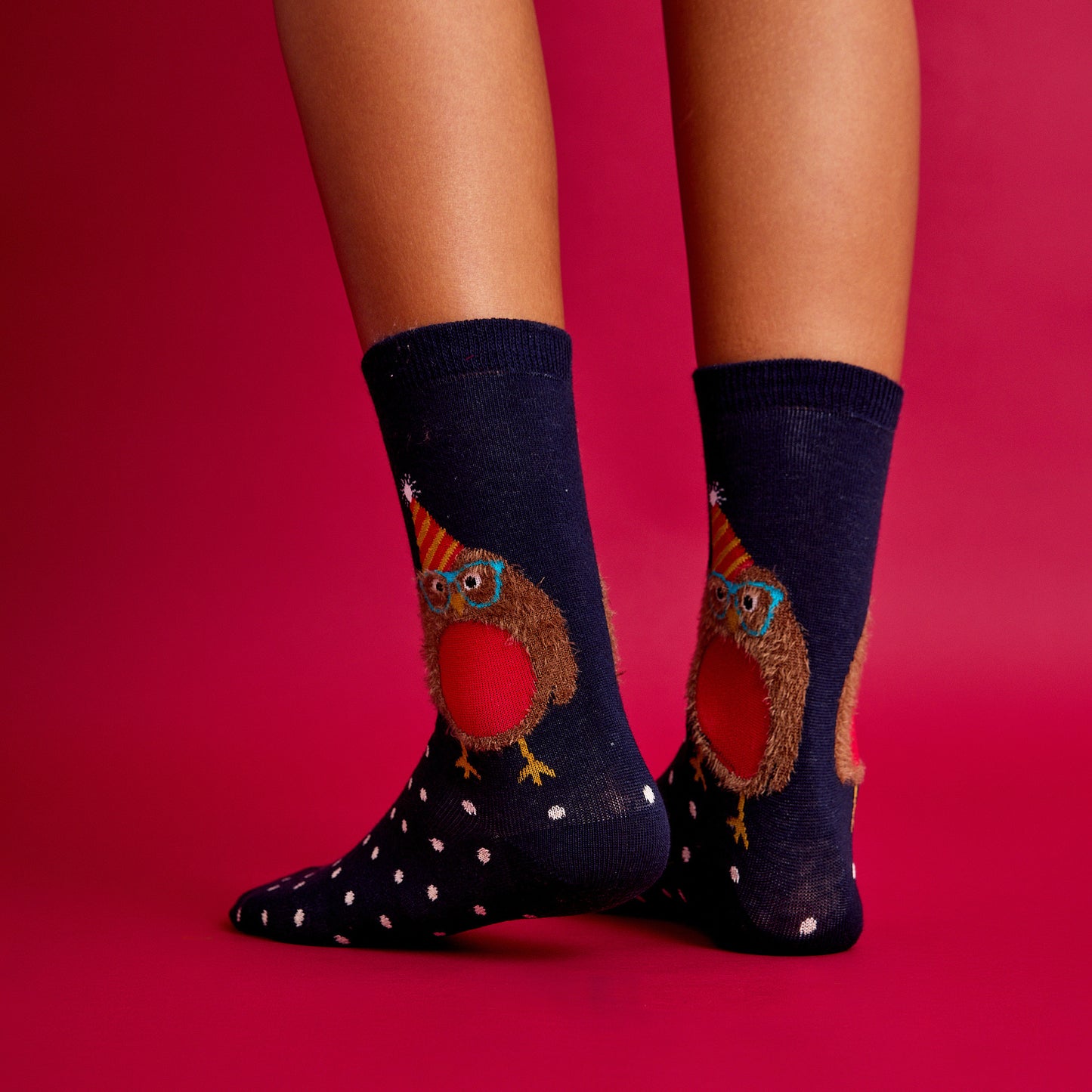 Tüylü Baykuş Desenli Renkli Çorap