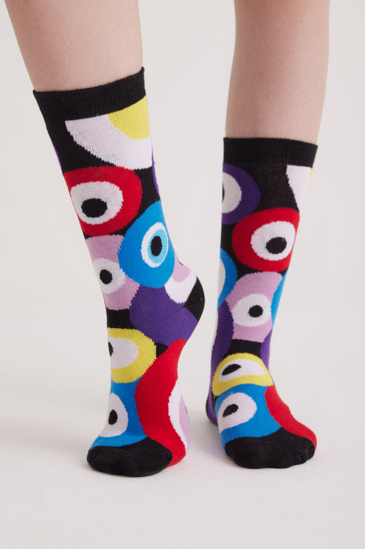 Renkli Nazar Desenli Çorap