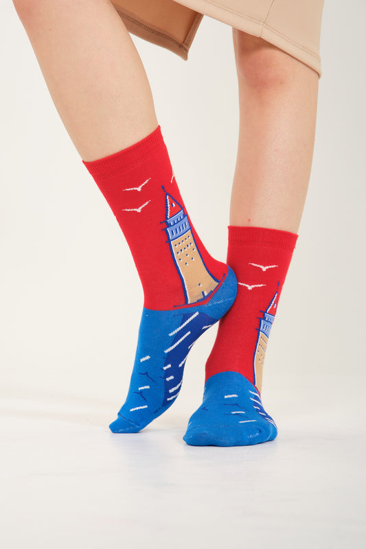 Galata Kulesi Desenli Renkli Çorap