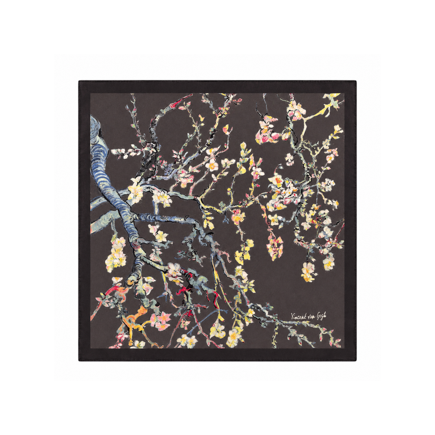 Badem Çiçeği Fular – Antrasit | 55 cm x 55 cm