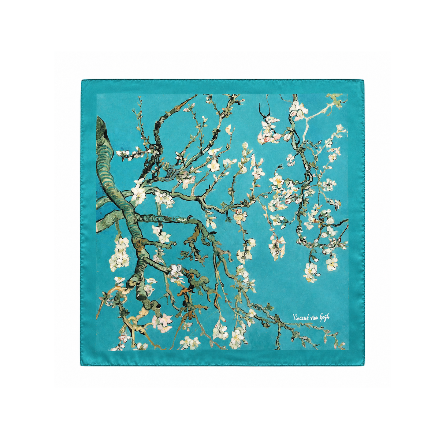 Badem Çiçeği Fular – Turkuaz | 55 cm x 55 cm