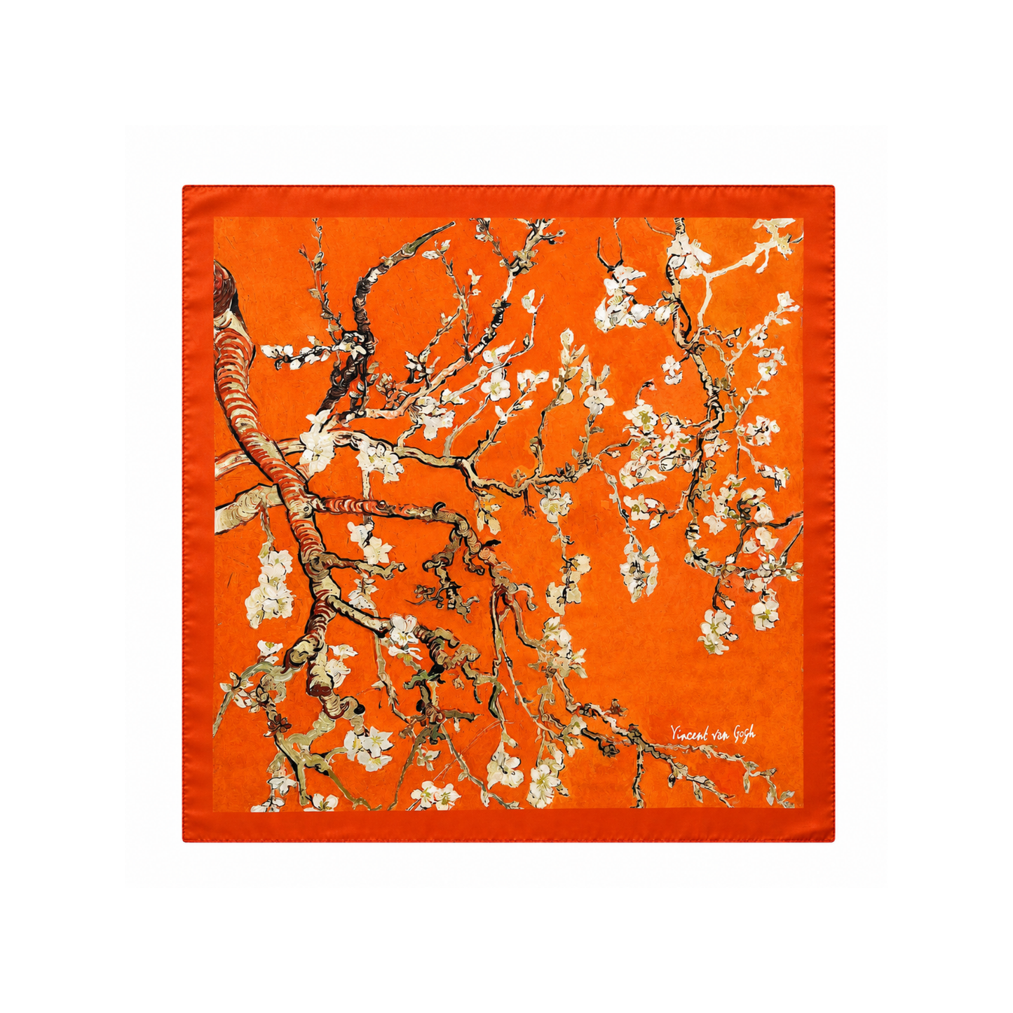 Badem Çiçeği Fular – Turuncu | 55 cm x 55 cm