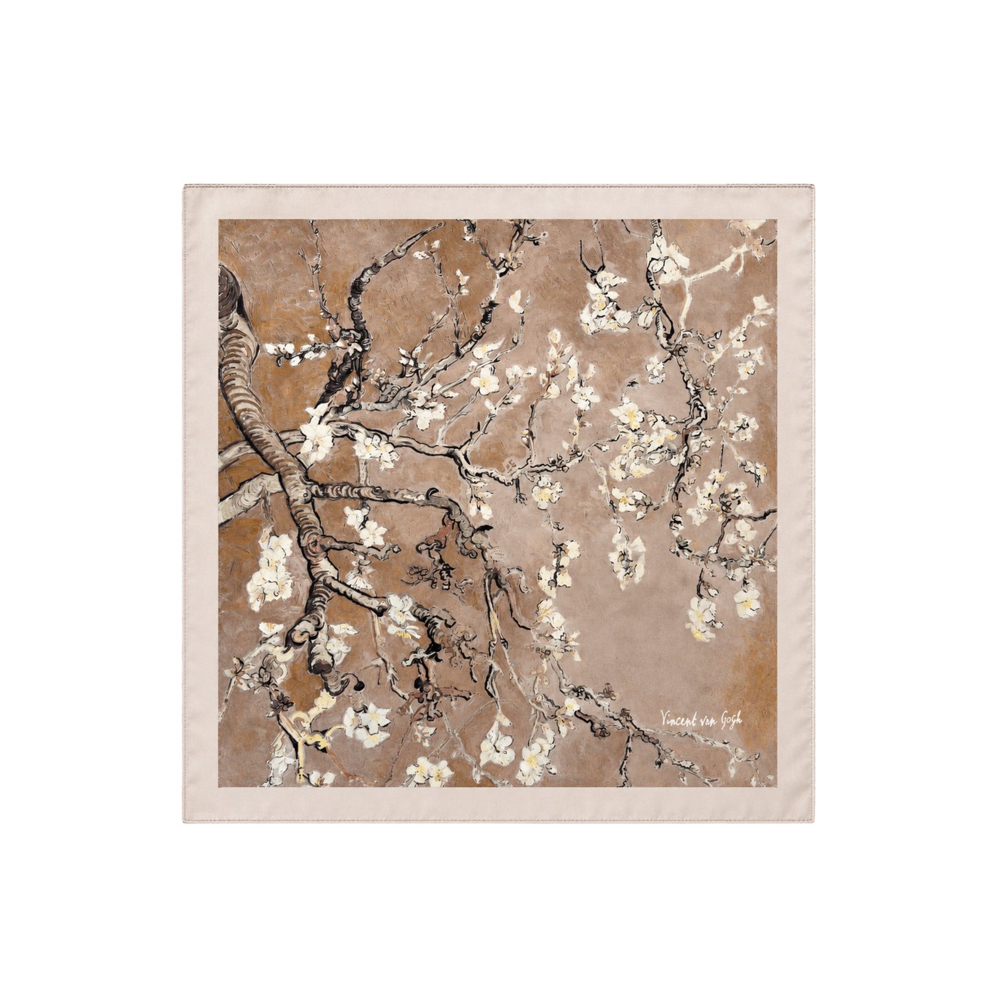 Badem Çiçeği Fular – Vizon | 55 cm x 55 cm