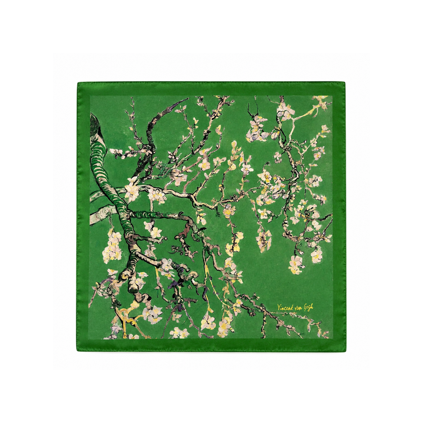 Badem Çiçeği Fular – Zümrüt | 55 cm x 55 cm