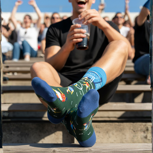 Futbol Sahası Desenli Yeşil Erkek Soket Çorap
