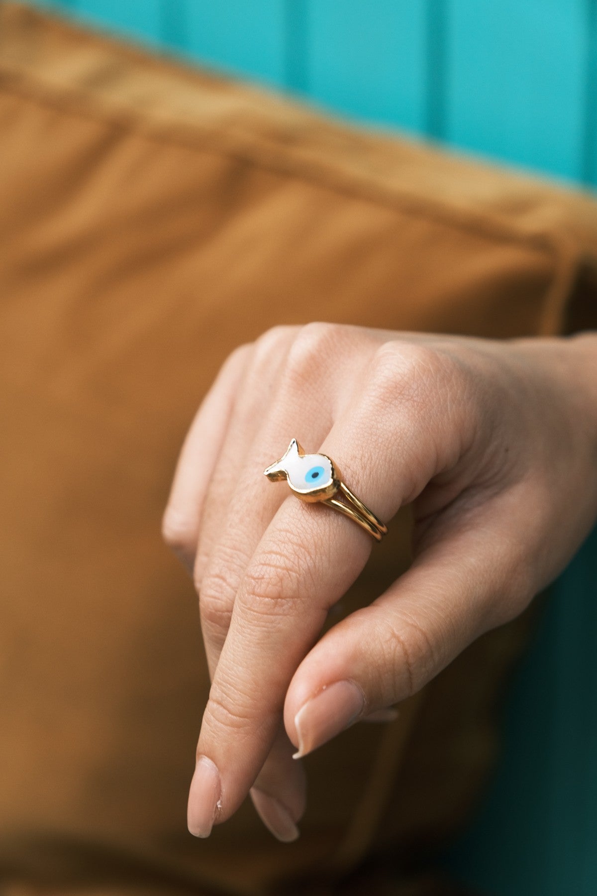 Nazarlı Balık Figür Sedef Sıvama Yüzük