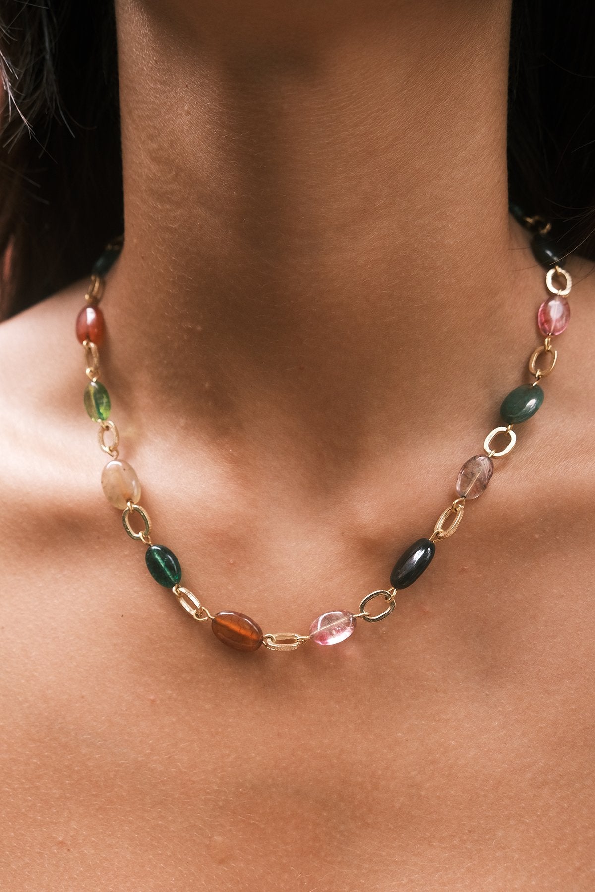 Renkli Şeker Akik Mix Tasarım Kolye