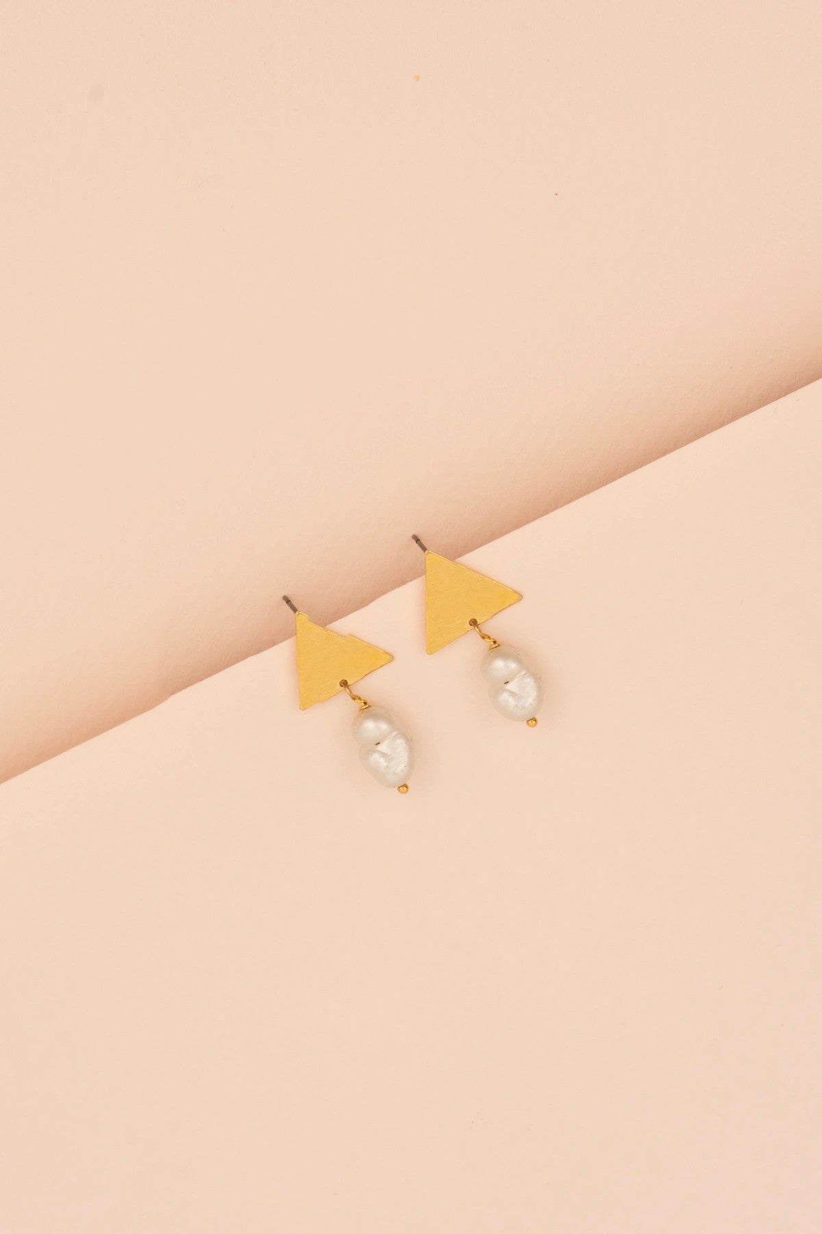 Geometrik Minimal İnci Küpe