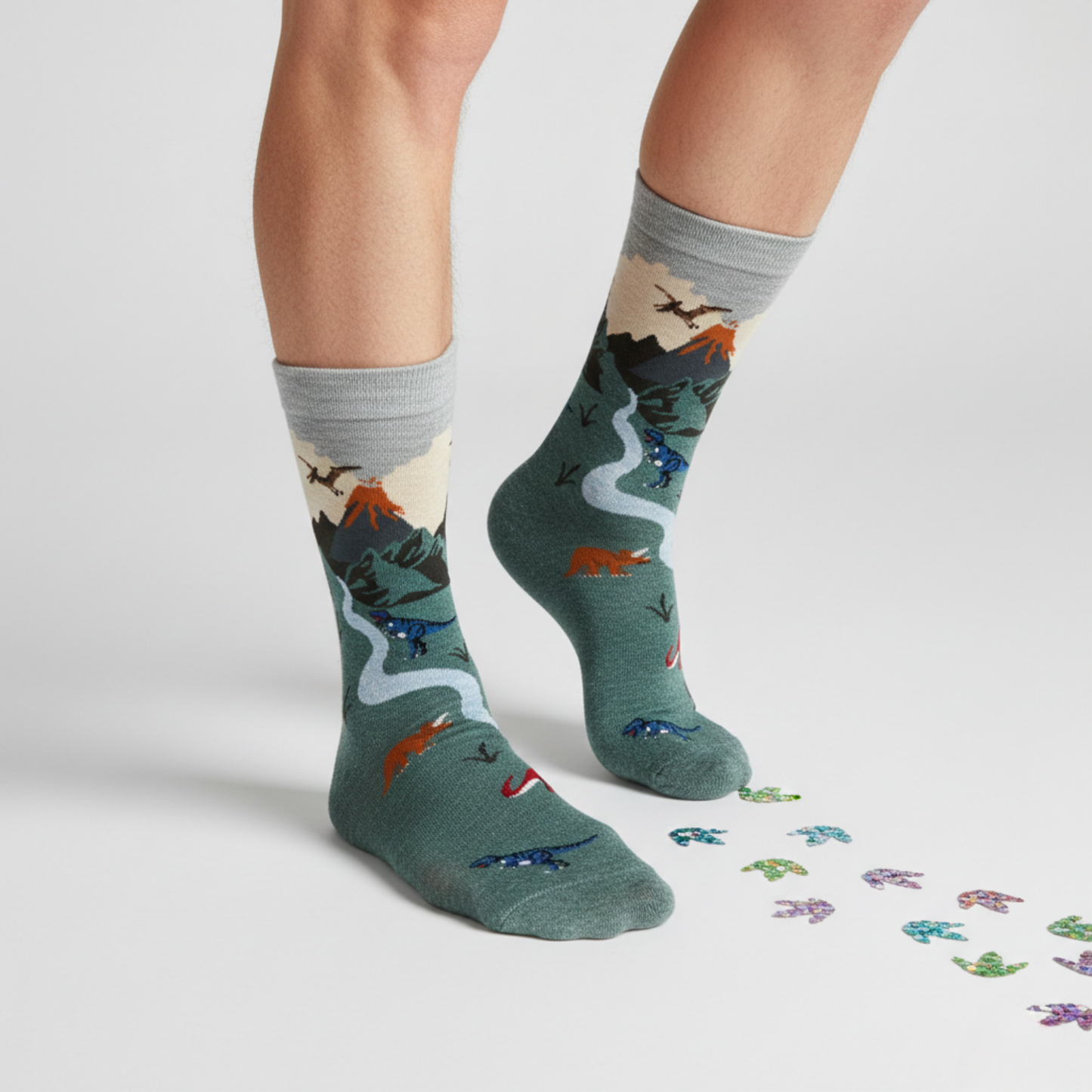 Jurassic Valley Dinozor Desenli Çorap