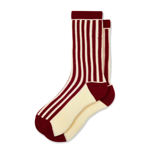 Kırmızı Çizgili Retro Organik Pamuk Çorap
