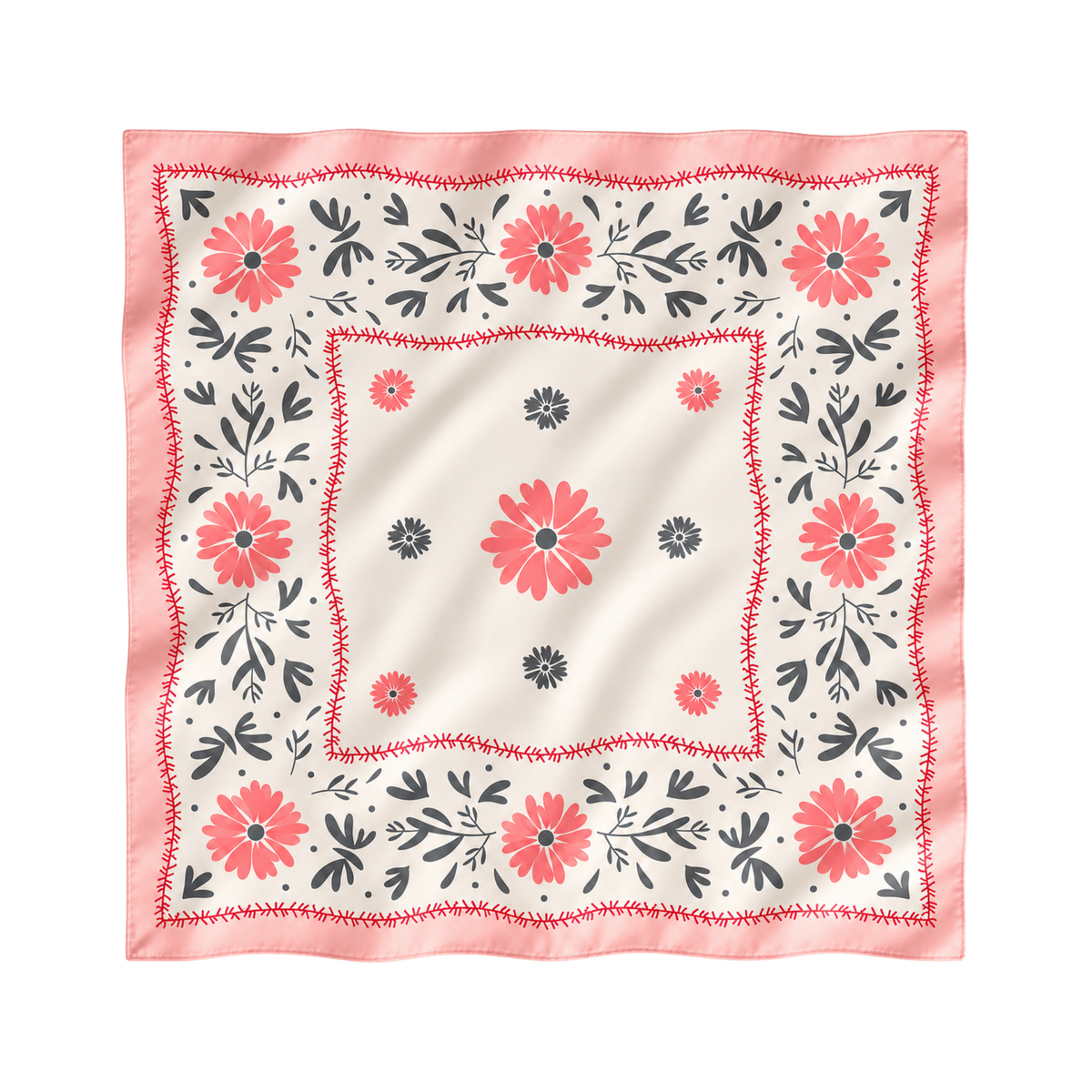 Papatya Neşesi Fuları – Pudra Pembe | 70x70 cm