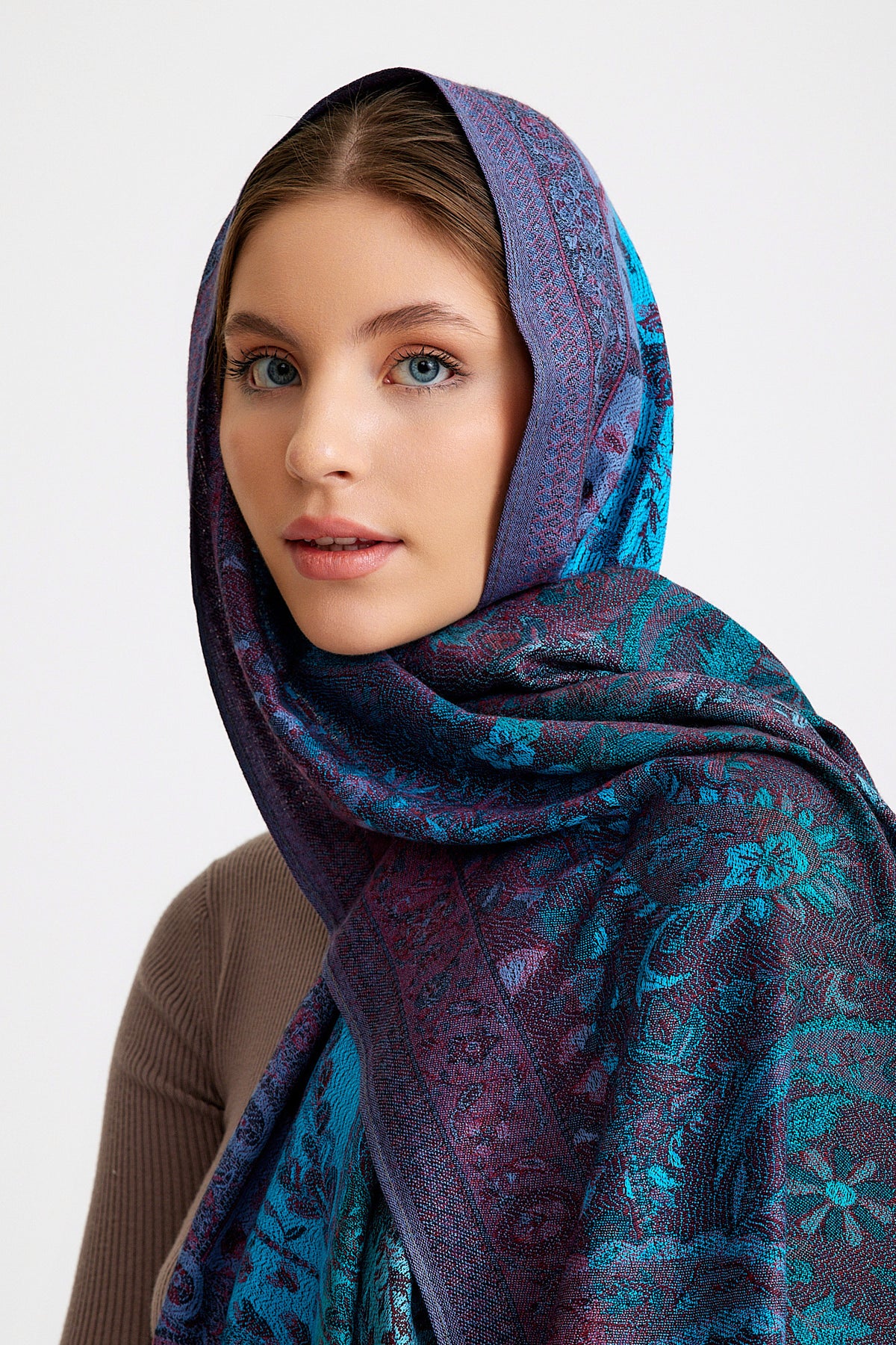 Paisley Desen Pashmina Şal - Mavi & Mor