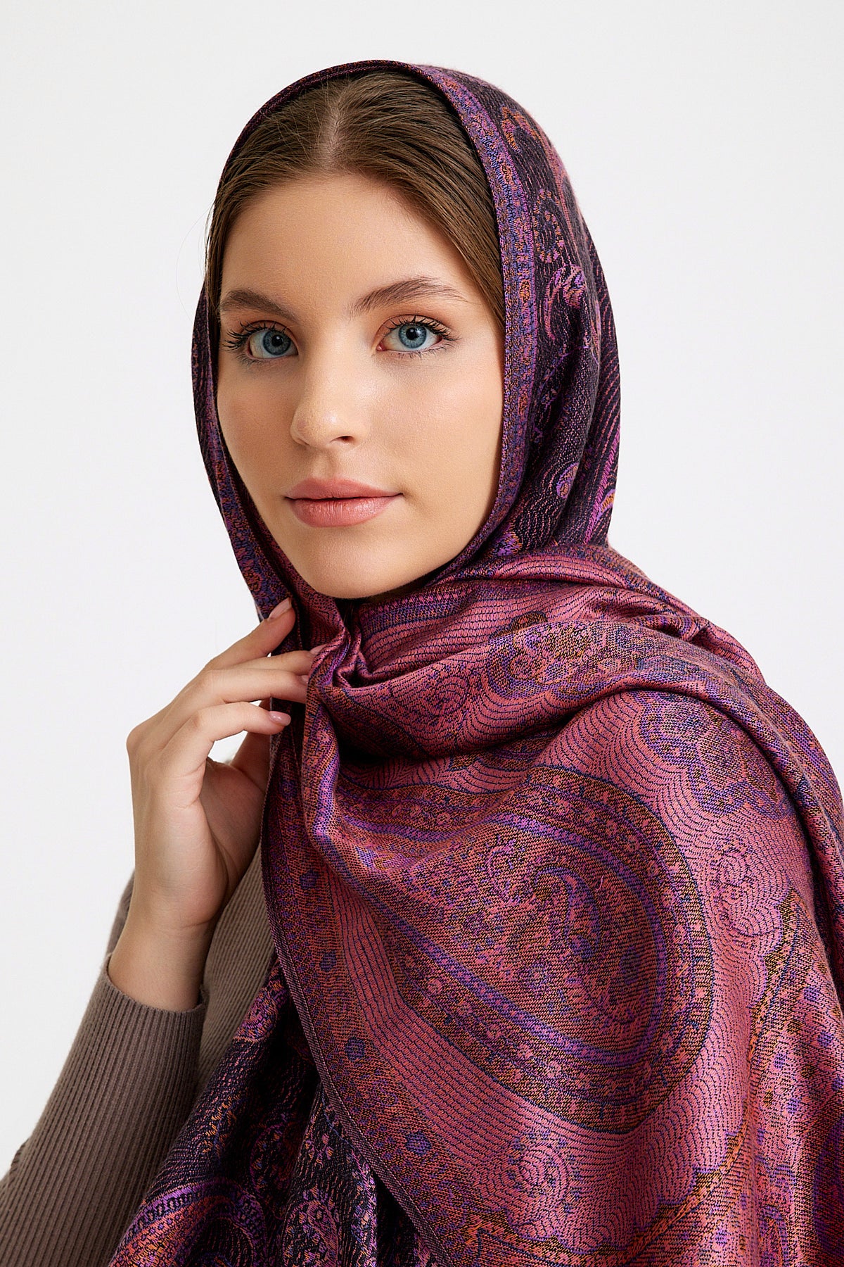 Paisley Desen Pashmina Şal - Mor
