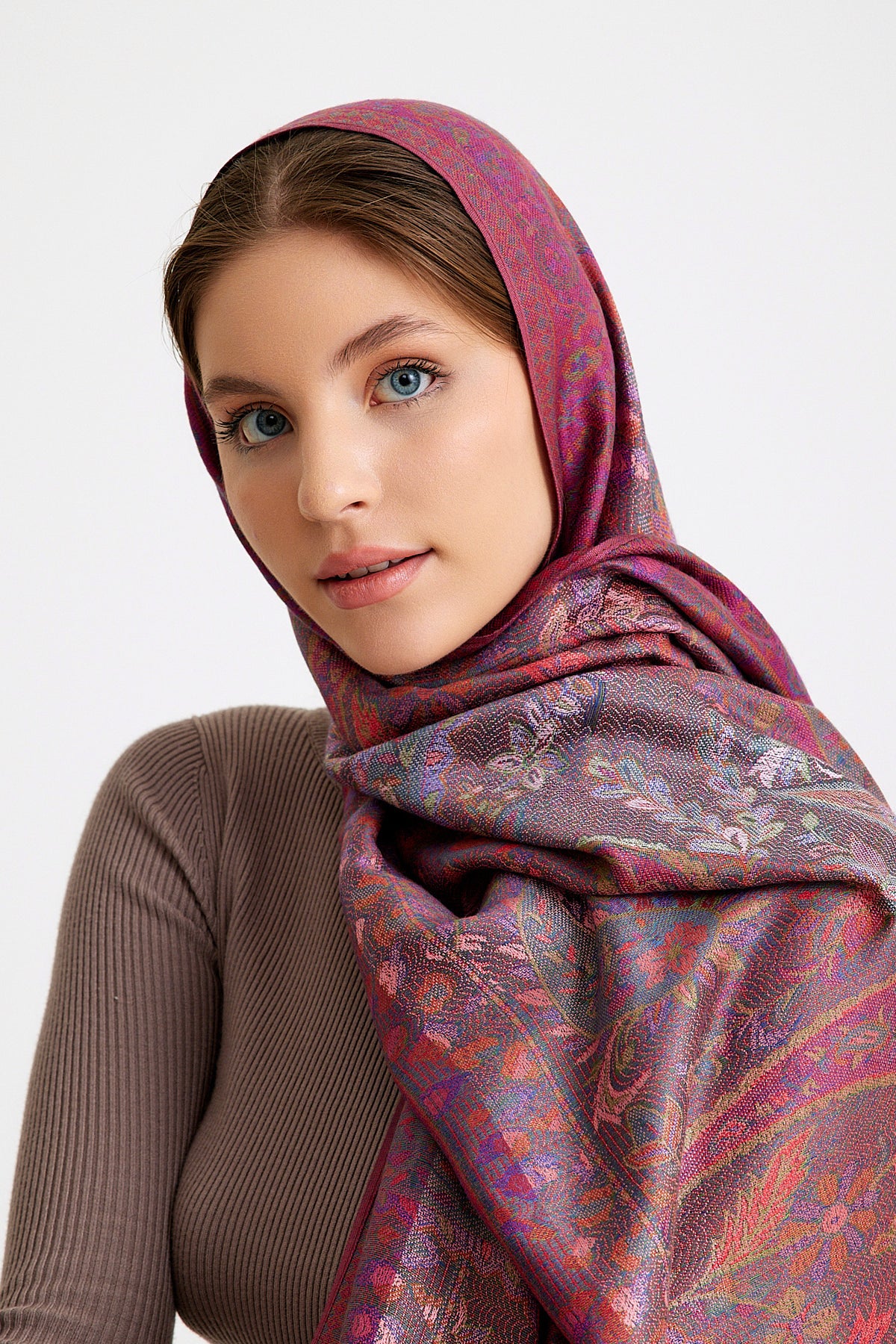 Paisley Desen Pashmina Şal - Pembe