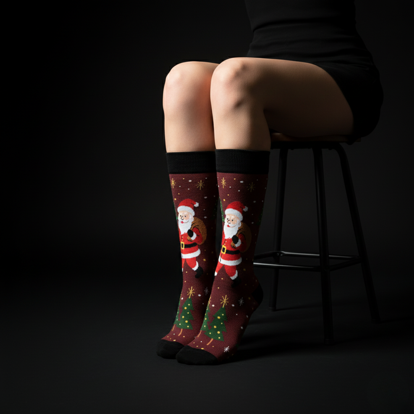 Selam Veren Noel Baba Desenli Bordo Yılbaşı Çorabı