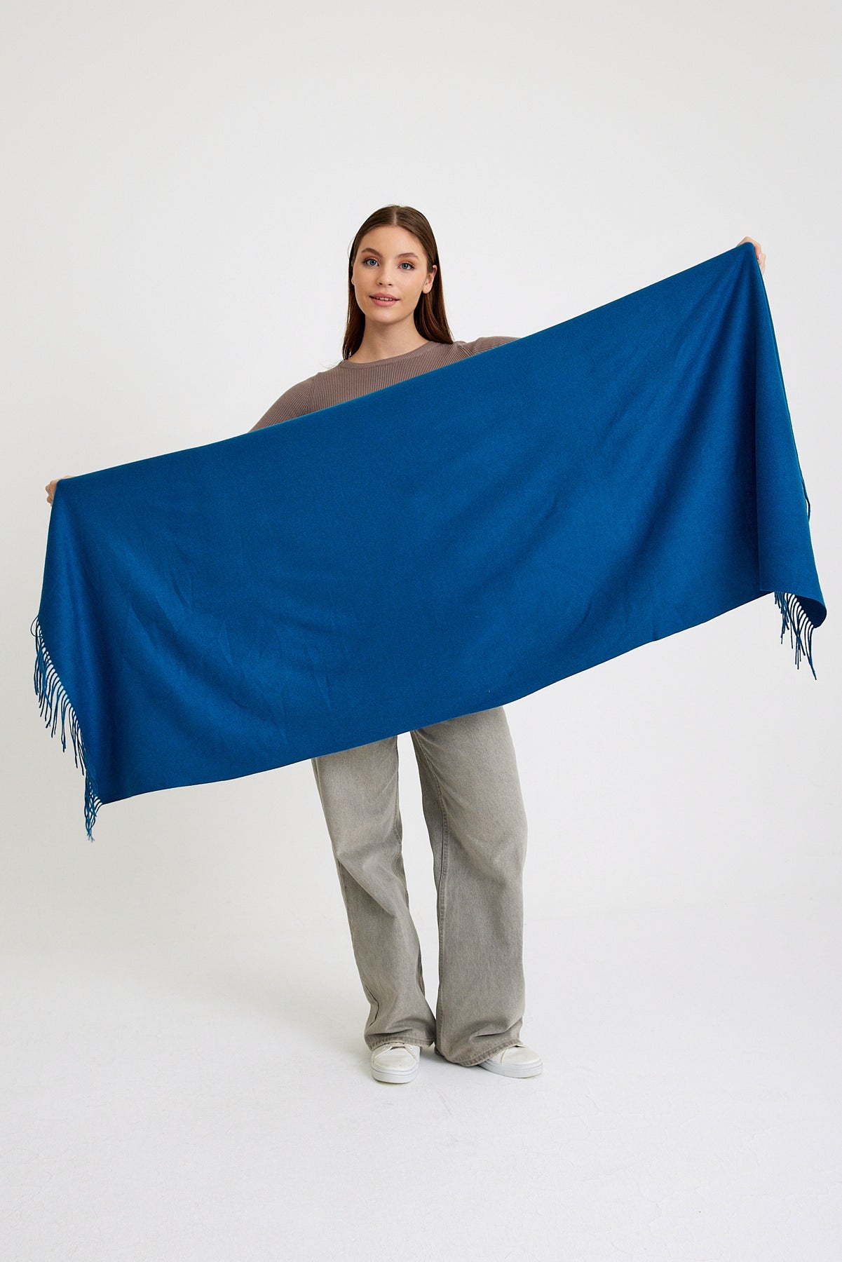 Basic Sky Kaşmir Unisex Şal - Petrol Mavisi