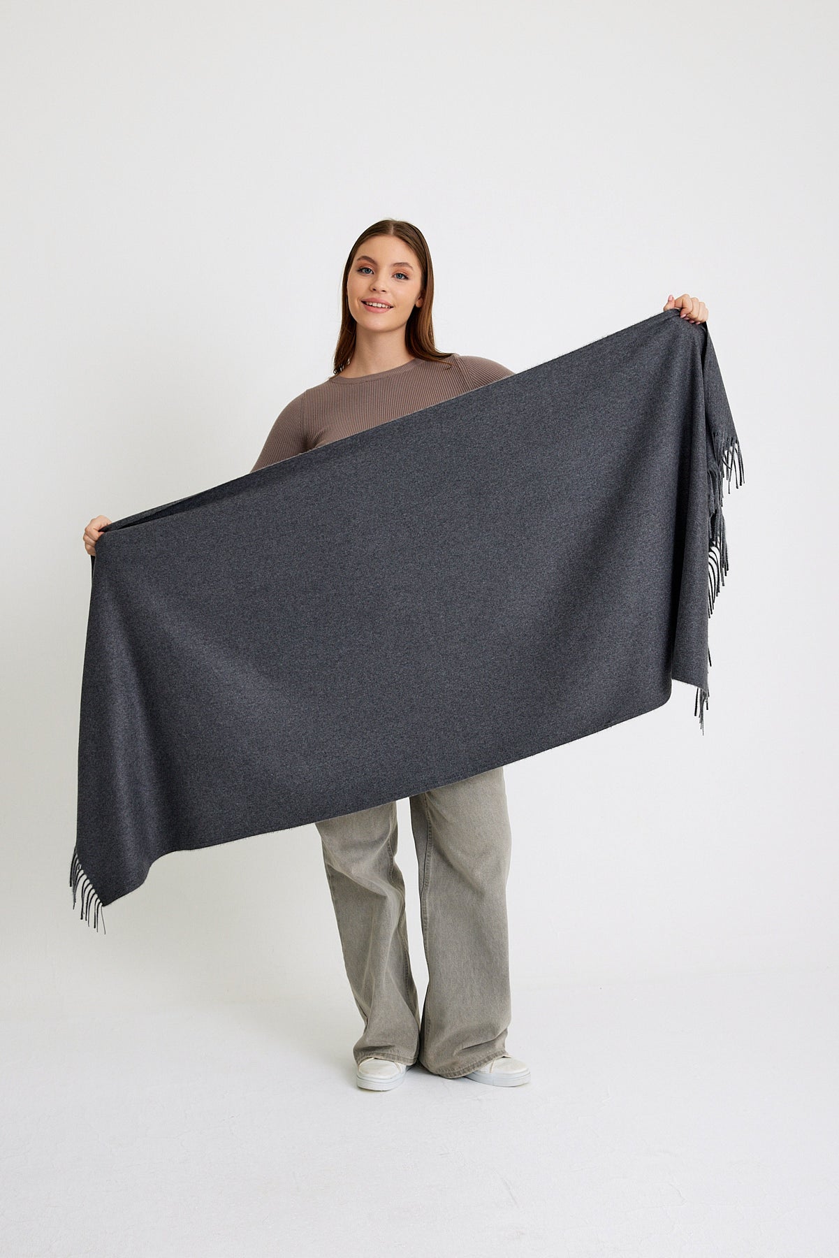 Basic Sky Kaşmir Unisex Şal - Antrasit