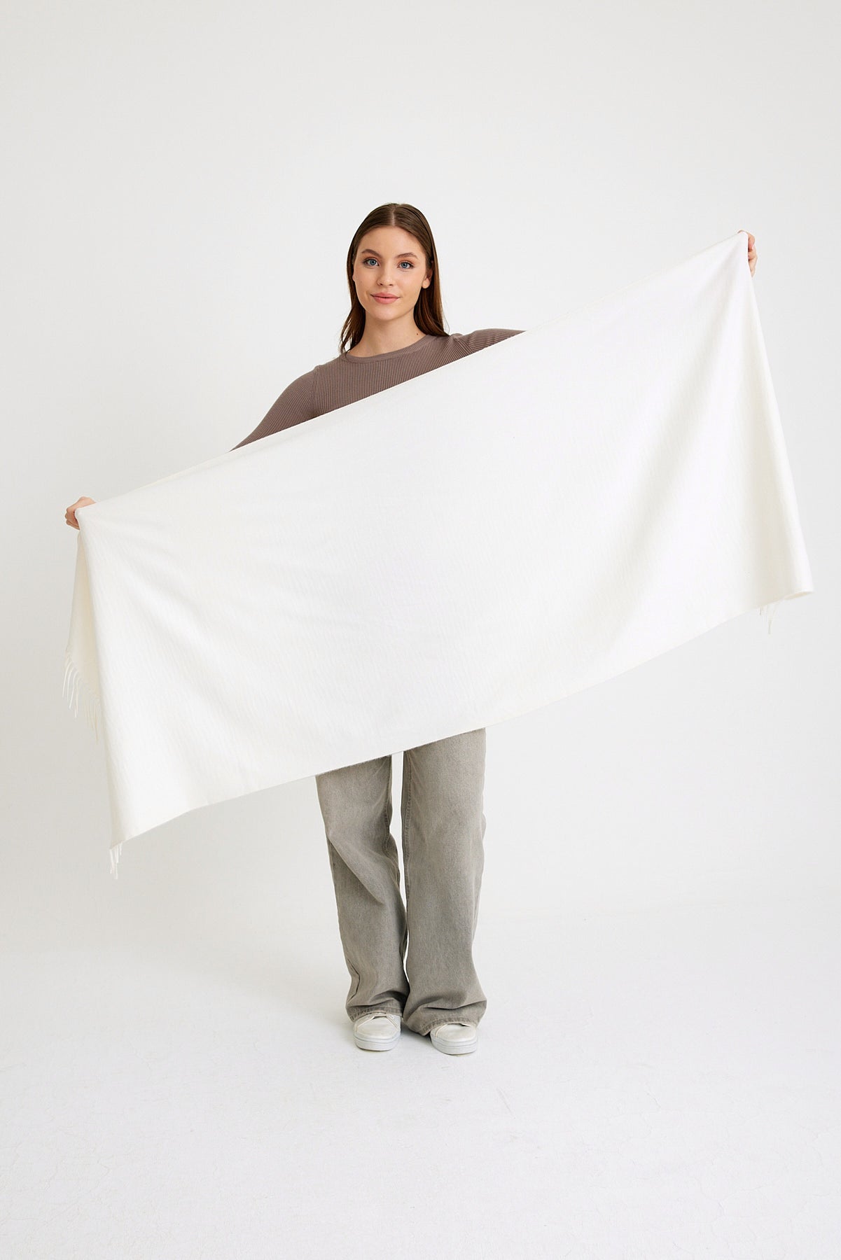 Basic Sky Kaşmir Unisex Şal - Krem