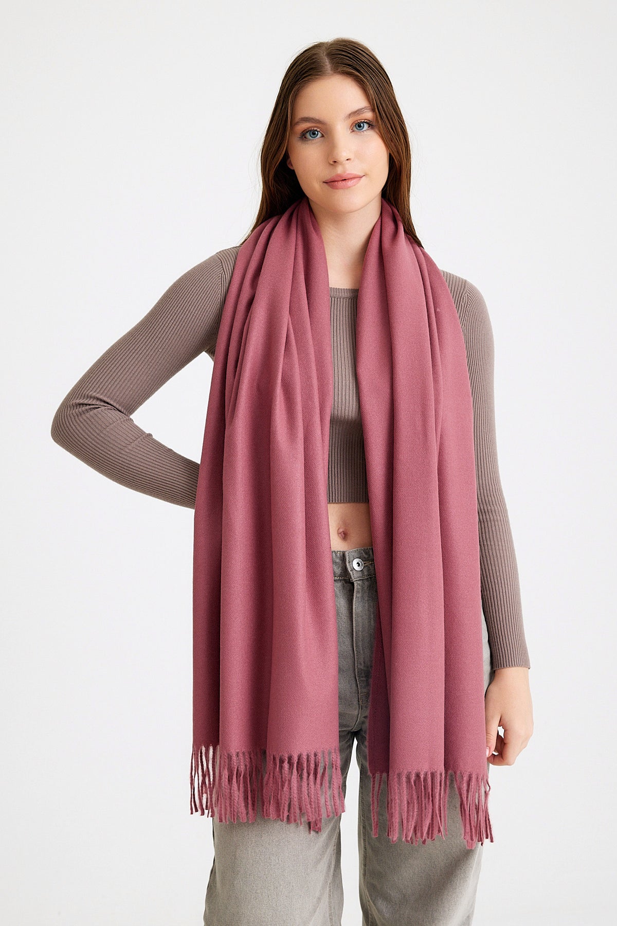 Basic Sky Kaşmir Unisex Şal - Gül Kurusu