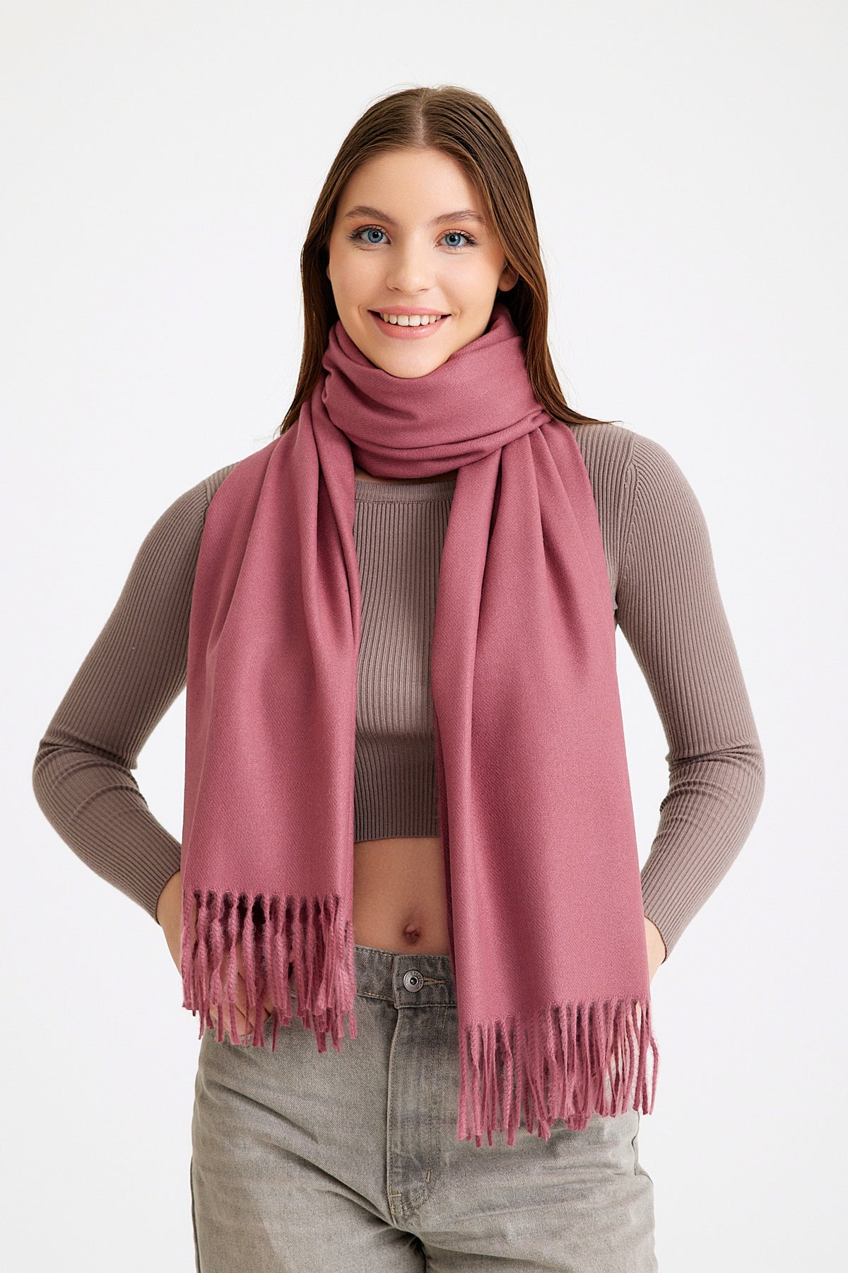 Basic Sky Kaşmir Unisex Şal - Gül Kurusu