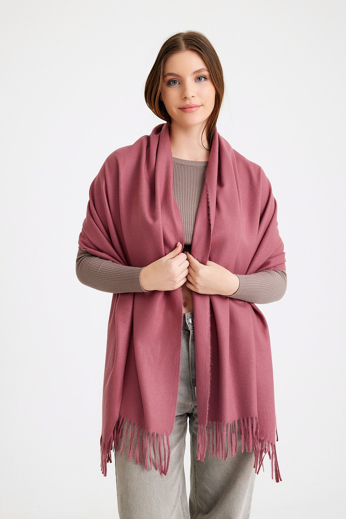 Basic Sky Kaşmir Unisex Şal - Gül Kurusu