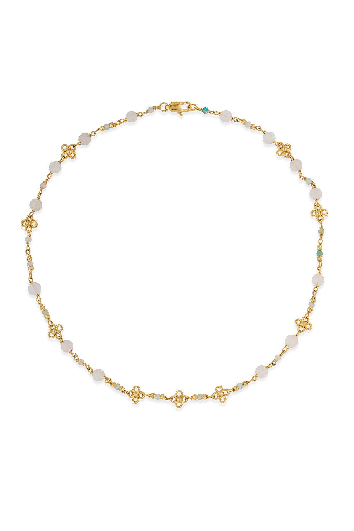 Vintage Çiçek Pembe Kuvars Kristal Boncuk Tasarım Kolye