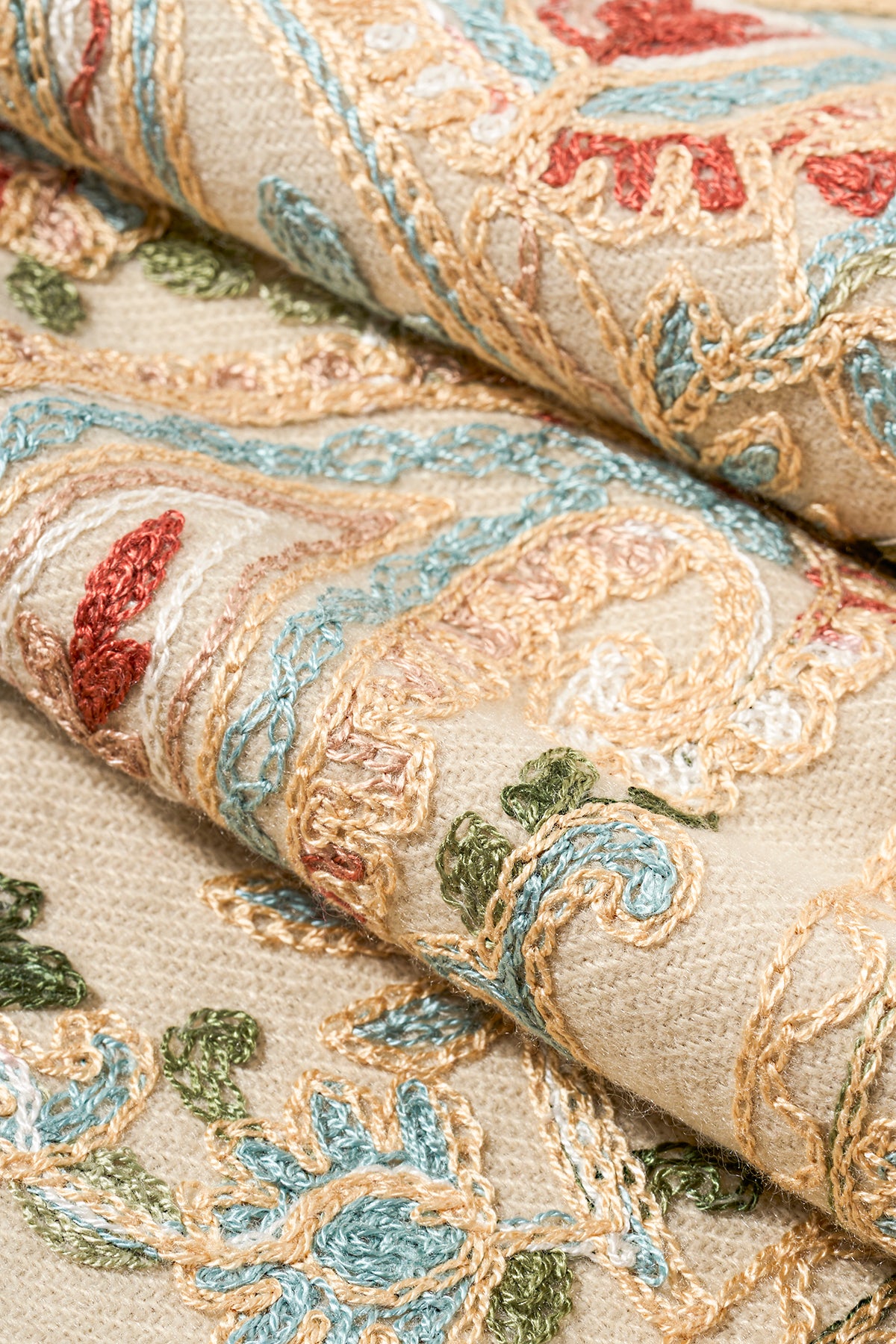 El Işlemesi Dokuma Kaşmir Şal – Anka Ekru