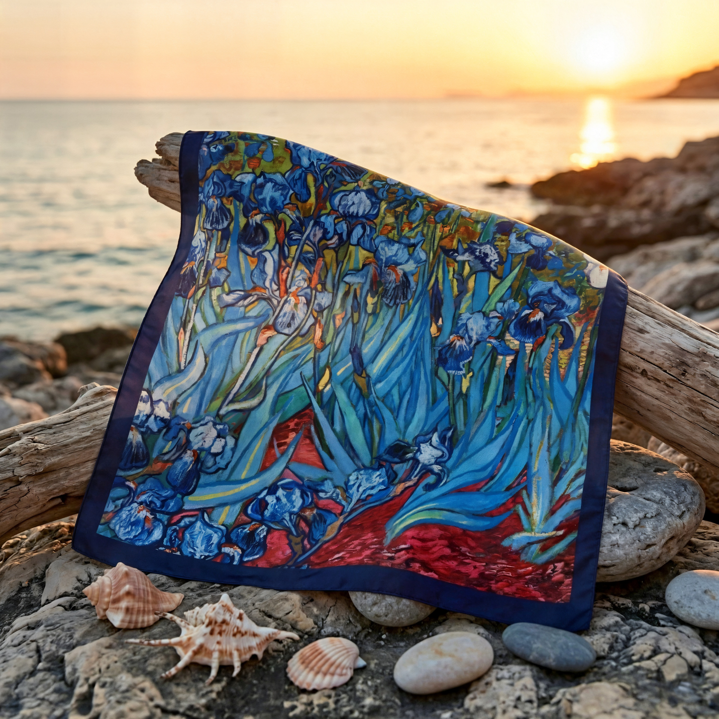 Süsen Bahçesi Fular – Kobalt | 55 cm x 55 cm