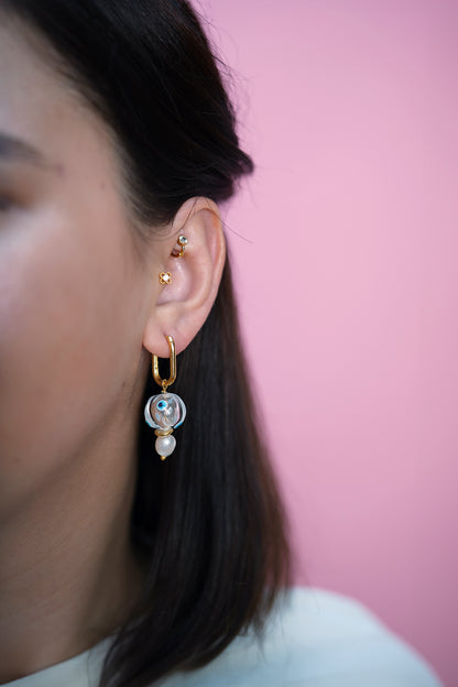 Evil Eye Ball Murano İnci Küpe