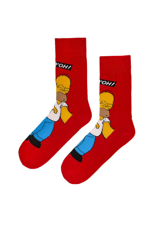 Simpson Desenli Kırmızı Çorap