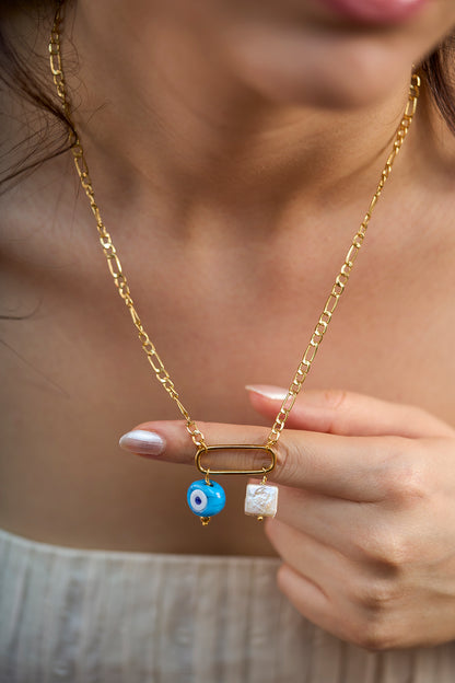 Nazar Kare İnci Charm Kolye