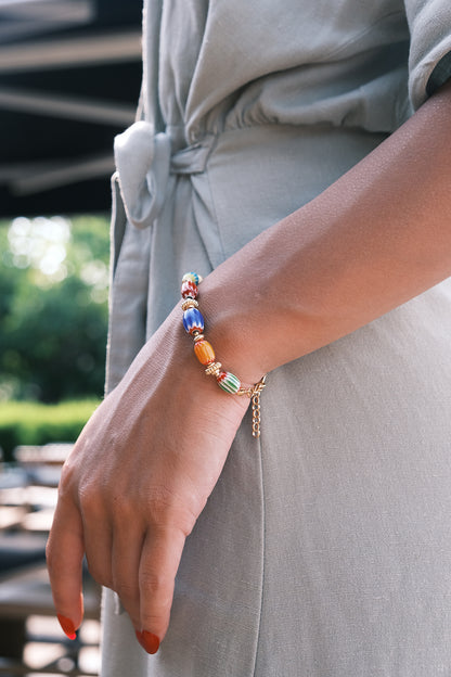 Vintage Renkli Cam Boncuk Tasarım Bileklik