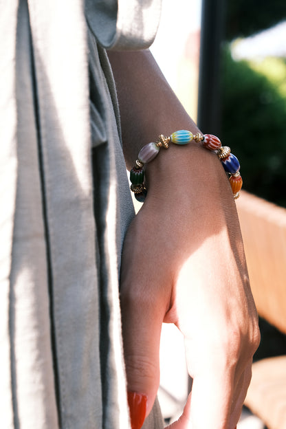 Vintage Renkli Cam Boncuk Tasarım Bileklik