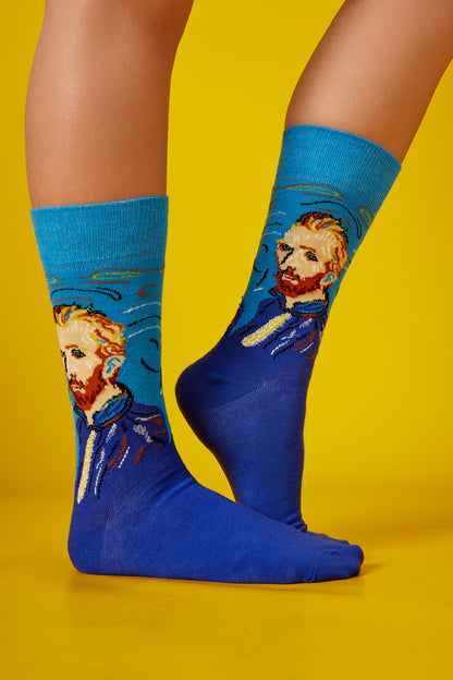 Van Gogh Desenli Mavi Çorap