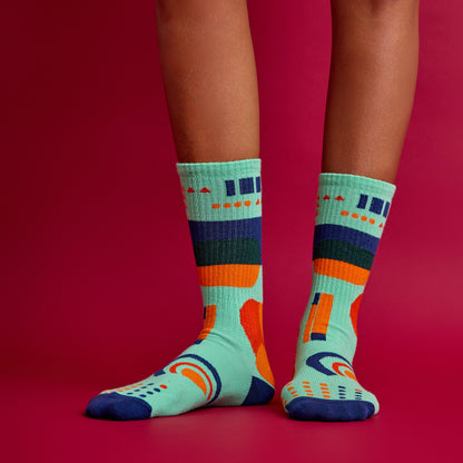 Mint Yeşili Geometrik Çorap