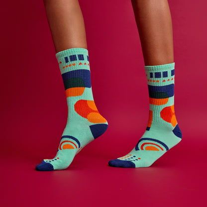 Mint Yeşili Geometrik Çorap