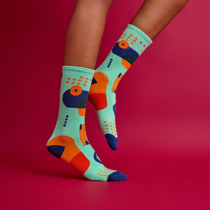 Mint Yeşili Geometrik Çorap