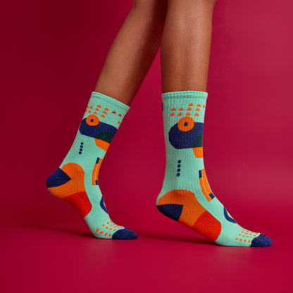 Mint Yeşili Geometrik Çorap