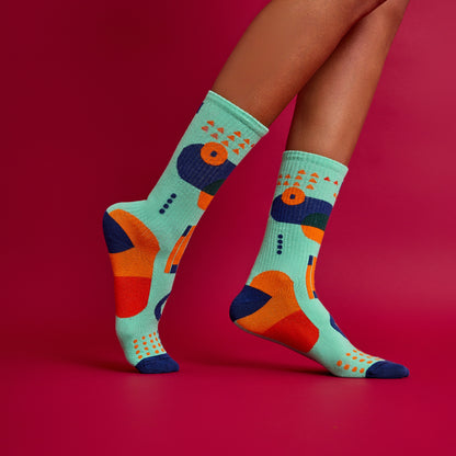 Mint Yeşili Geometrik Çorap